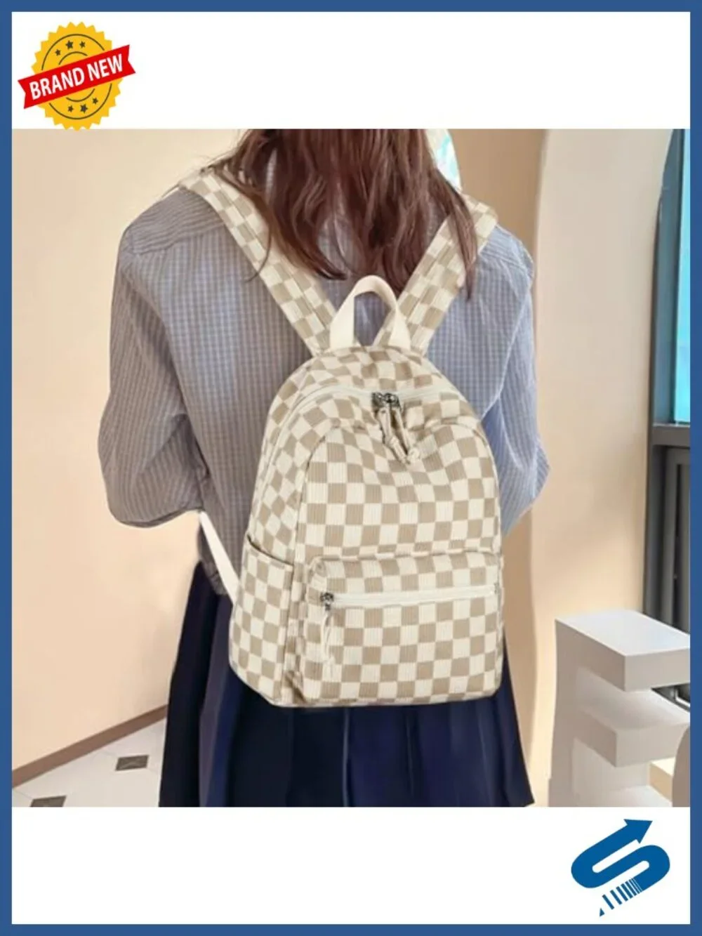 Corduroy Mini Backpack Purse for Girls Women Cute Strawberry Daypack
